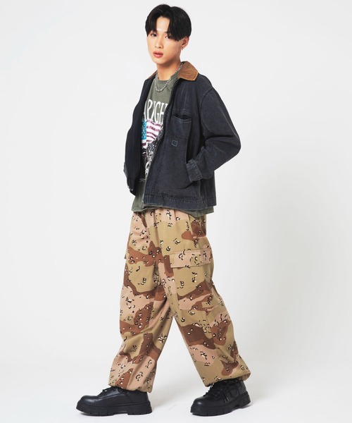 SPINNS（スピンズ）の「ピグメント加工プリントTシャツ/レトロイーグル/短丈/古着風（Tシャツ/カットソー・メンズ・ブラック/カーキ・ONESIZE）」の18枚目の写真