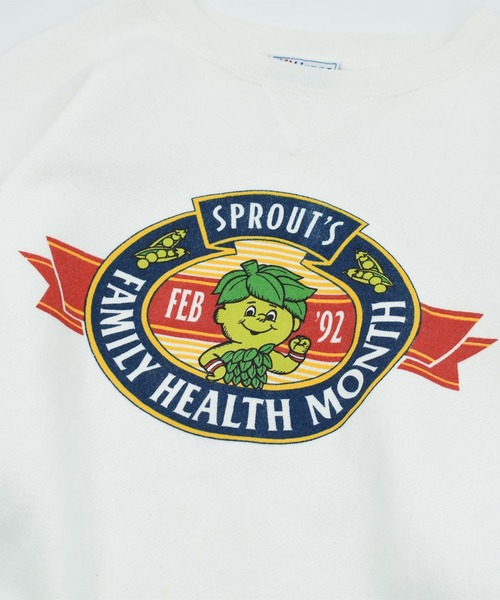 HANES（ヘインズ）の「【ヴィンテージ古着】90’s Hanes “Sprout's Family Health Month”キャラクター スウェット USA製（スウェット・メンズ・ホワイト・X-LARGE）」の2枚目の写真