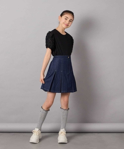 a.v.v（アーヴェヴェ）の「[140-150]フラワーテープテレコカットソー（Tシャツ/カットソー・キッズ・ブラック/ホワイト・150/140）」の3枚目の写真
