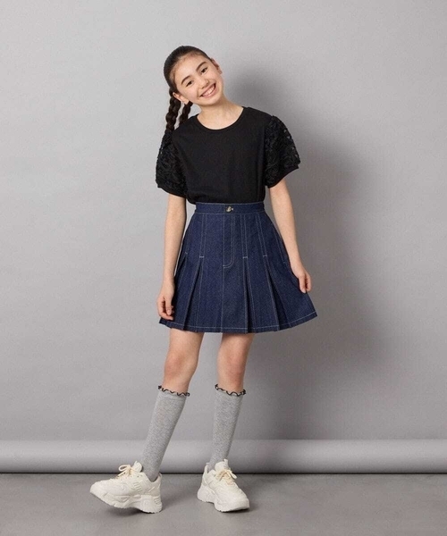 a.v.v（アーヴェヴェ）の「[140-150]フラワーテープテレコカットソー（Tシャツ/カットソー・キッズ・ブラック/ホワイト・150/140）」の5枚目の写真