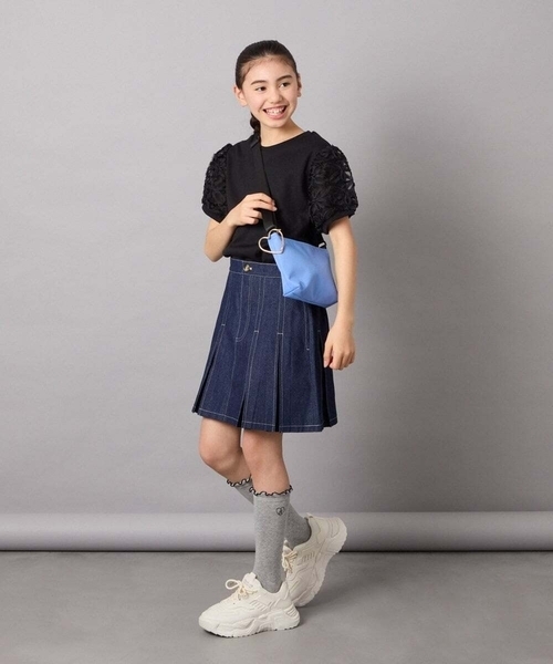 a.v.v（アーヴェヴェ）の「[140-150]フラワーテープテレコカットソー（Tシャツ/カットソー・キッズ・ブラック/ホワイト・150/140）」の8枚目の写真