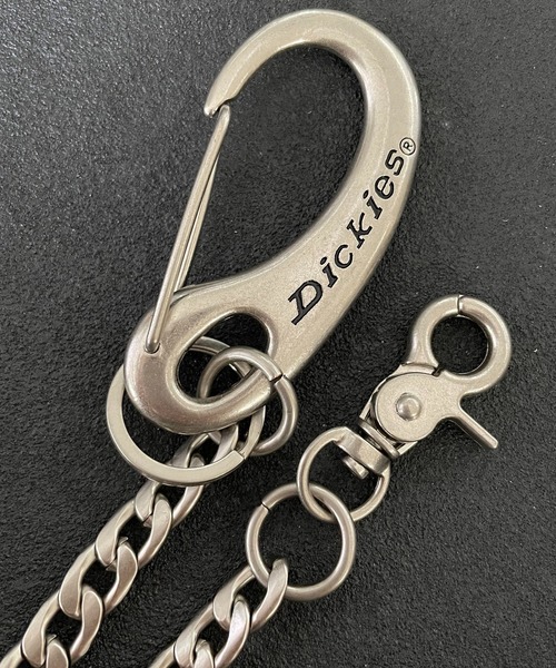 シルバー ウォレットチェーン カラビナ式 Dickies/ディッキーズ】ウォレットチェーンロゴカラビナ