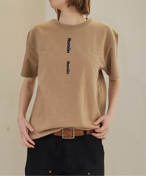 Romon(ロマン)の「Romon Organic Cotton T-shirts(Romon×2)(Tシャツ/カットソー・レディース・カーキ系1/ライトオリーブ/ダークネイビー/ブラック・M/XL/L)」の3枚目の写真