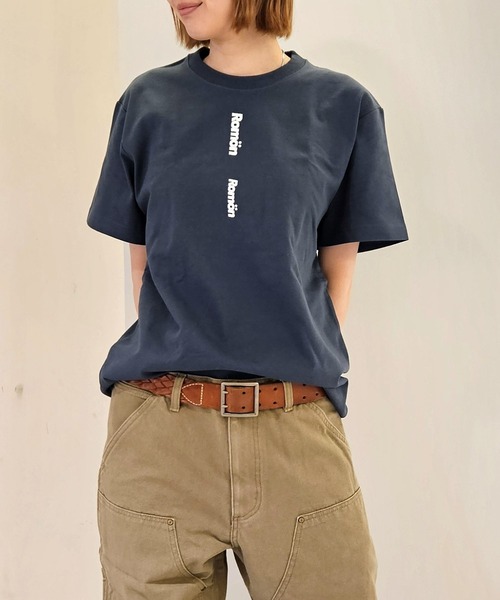 Romon(ロマン)の「Romon Organic Cotton T-shirts(Romon×2)(Tシャツ/カットソー・レディース・カーキ系1/ライトオリーブ/ダークネイビー/ブラック・M/XL/L)」の4枚目の写真