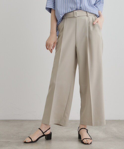 grove（グローブ）の「【夏に嬉しい機能付き】リネンライクベルトワイドパンツ（その他パンツ・レディース・カーキ/ブラック/チャコール/ベージュ・03/02/01/04/05）」の4枚目の写真