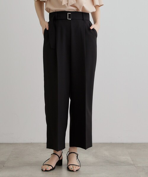 grove（グローブ）の「【夏に嬉しい機能付き】リネンライクベルトワイドパンツ（その他パンツ・レディース・カーキ/ブラック/チャコール/ベージュ・03/02/01/04/05）」の2枚目の写真