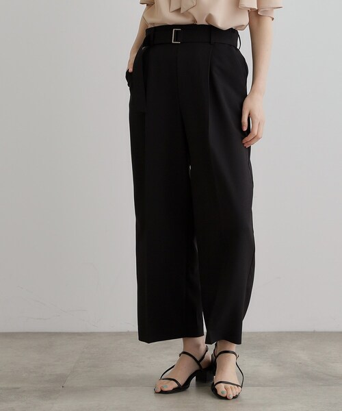 grove（グローブ）の「【夏に嬉しい機能付き】リネンライクベルトワイドパンツ（その他パンツ・レディース・カーキ/ブラック/チャコール/ベージュ・03/02/01/04/05）」の5枚目の写真