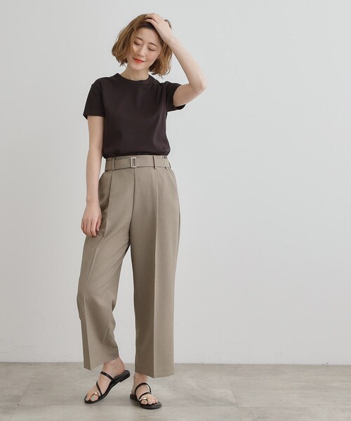 grove（グローブ）の「【夏に嬉しい機能付き】リネンライクベルトワイドパンツ（その他パンツ・レディース・カーキ/ブラック/チャコール/ベージュ・03/02/01/04/05）」の11枚目の写真
