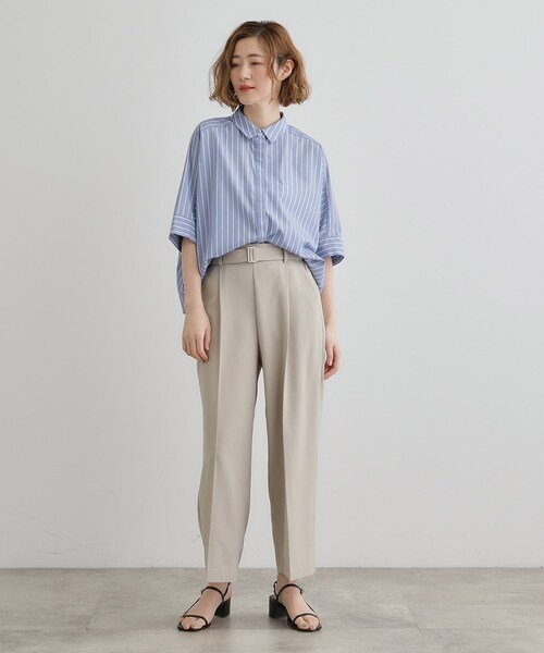 セール】【夏に嬉しい機能付き】リネンライクベルトワイドパンツ
