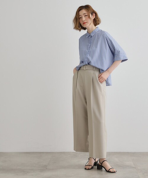 grove（グローブ）の「【夏に嬉しい機能付き】リネンライクベルトワイドパンツ（その他パンツ・レディース・カーキ/ブラック/チャコール/ベージュ・03/02/01/04/05）」の16枚目の写真