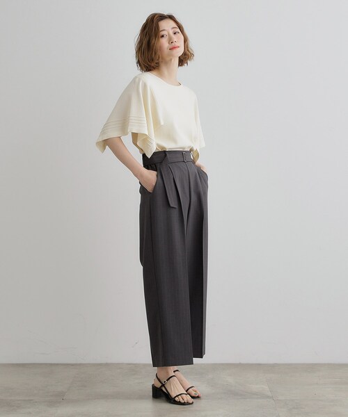 grove（グローブ）の「【夏に嬉しい機能付き】リネンライクベルトワイドパンツ（その他パンツ・レディース・カーキ/ブラック/チャコール/ベージュ・03/02/01/04/05）」の19枚目の写真