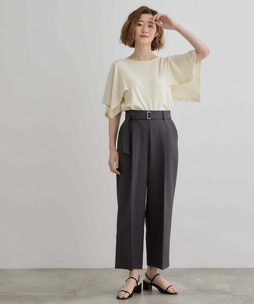 grove（グローブ）の「【夏に嬉しい機能付き】リネンライクベルトワイドパンツ（その他パンツ・レディース・カーキ/ブラック/チャコール/ベージュ・03/02/01/04/05）」の20枚目の写真