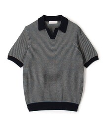 TOMORROWLAND 半袖ニット　XS ネイビー TOMORROWLAND tricot シルクコットン ニットポロシャツ SESIA