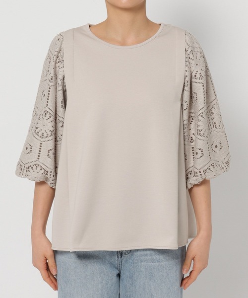 applek7様確認用ページです セール】なめらかタッチ袖レースT6分袖/289389（Tシャツ