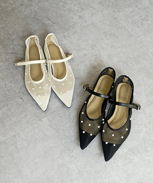 Thevon（ゼボン）の「シアーパールパンプス（サンダル・レディース・アイボリー/ブラック・M/L）」の20枚目の写真