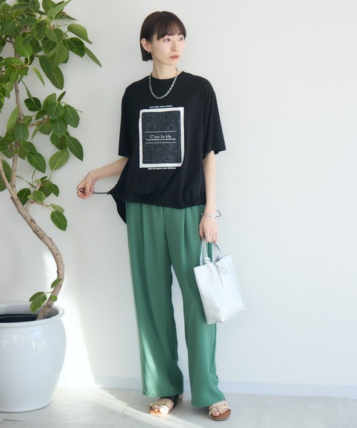 Paradise Picnic（パラダイスピクニック）の「cloche クールストレッチイージーパンツ（その他パンツ・レディース・ブラック/ベージュ/グリーン/オレンジ/チャコールグレー・FREE）」の11枚目の写真