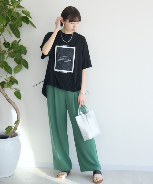 Paradise Picnic（パラダイスピクニック）の「cloche クールストレッチイージーパンツ（その他パンツ・レディース・ブラック/ベージュ/グリーン/オレンジ/チャコールグレー・FREE）」の12枚目の写真