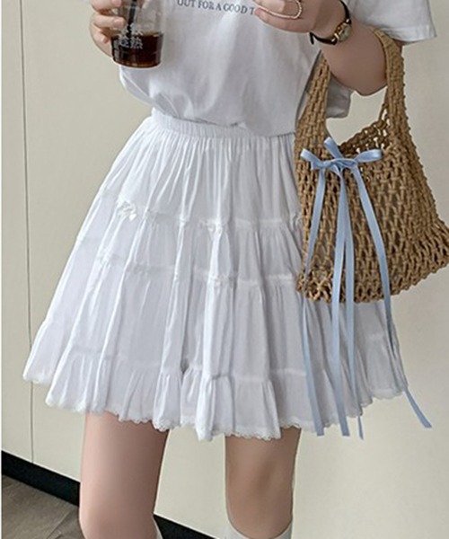 leune(ルネ)の「メニーミニリボンティアードスカート(スカート・レディース・ブラック/ホワイト・FREE)」の5枚目の写真