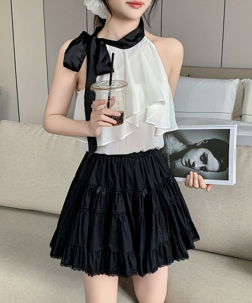 leune(ルネ)の「メニーミニリボンティアードスカート(スカート・レディース・ブラック/ホワイト・FREE)」の6枚目の写真