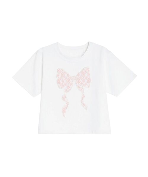 CALNAMUR（カルナムール）の「RIBBON ASSORT TEE/リボンアソートTシャツ（Tシャツ/カットソー・レディース・その他2/オフホワイト/ブラック/アイボリー・FREE）」の2枚目の写真