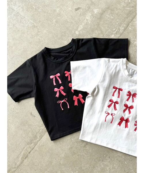 CALNAMUR（カルナムール）の「RIBBON ASSORT TEE/リボンアソートTシャツ（Tシャツ/カットソー・レディース・その他2/オフホワイト/ブラック/アイボリー・FREE）」の6枚目の写真