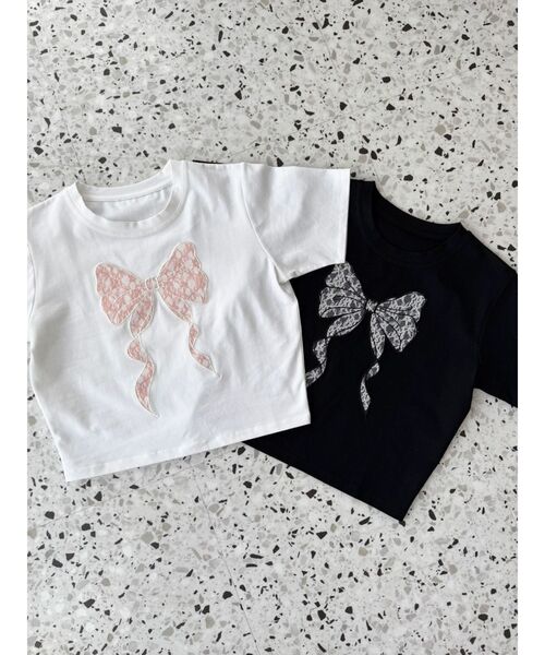 CALNAMUR（カルナムール）の「RIBBON ASSORT TEE/リボンアソートTシャツ（Tシャツ/カットソー・レディース・その他2/オフホワイト/ブラック/アイボリー・FREE）」の7枚目の写真