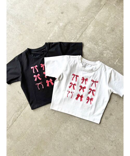 CALNAMUR（カルナムール）の「RIBBON ASSORT TEE/リボンアソートTシャツ（Tシャツ/カットソー・レディース・その他2/オフホワイト/ブラック/アイボリー・FREE）」の8枚目の写真
