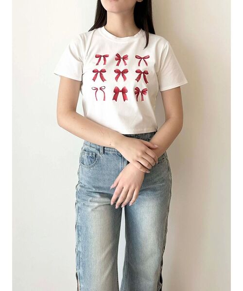 CALNAMUR（カルナムール）の「RIBBON ASSORT TEE/リボンアソートTシャツ（Tシャツ/カットソー・レディース・その他2/オフホワイト/ブラック/アイボリー・FREE）」の9枚目の写真