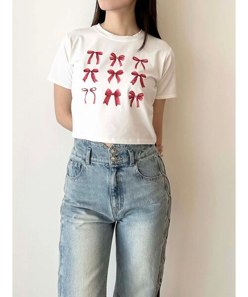 CALNAMUR（カルナムール）の「RIBBON ASSORT TEE/リボンアソートTシャツ（Tシャツ/カットソー・レディース・その他2/オフホワイト/ブラック/アイボリー・FREE）」の10枚目の写真
