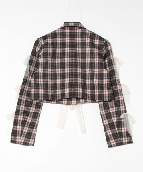 HOOK(フック)の「【HOOK】for girls チュールリボン付きチェック柄ジャケット(テーラードジャケット・レディース・グリーン/ブラック・LARGE/MEDIUM/SMALL)」の18枚目の写真