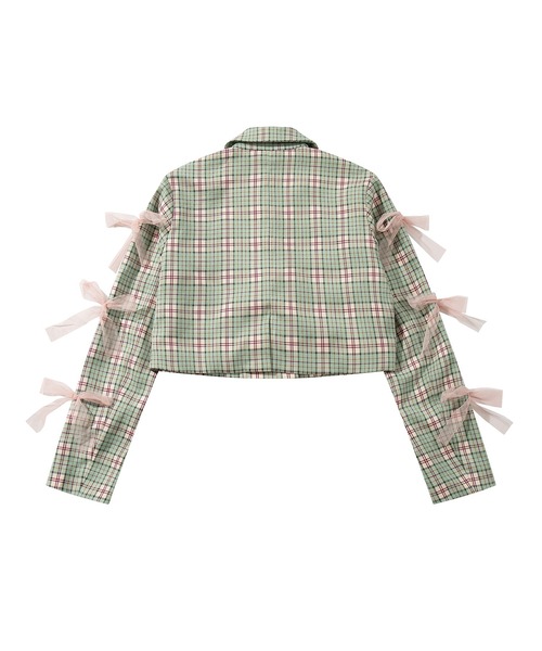 セール】【HOOK】for girls チュールリボン付きチェック柄ジャケット