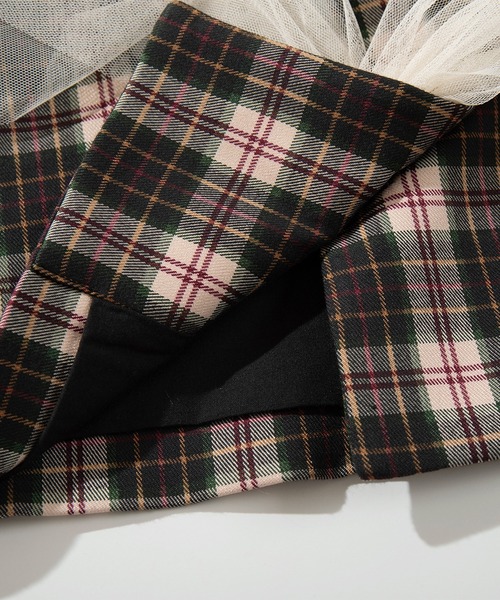 セール】【HOOK】for girls チュールリボン付きチェック柄ジャケット