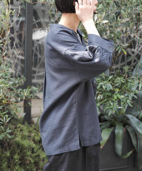 FORK&SPOON（フォークアンドスプーン）の「FORK&SPOON　コットンリネンギャザースリーブシャツ（シャツ/ブラウス・レディース・ストライプ/チャコールグレー/ブラック系その他/ナチュラル・1）」の16枚目の写真