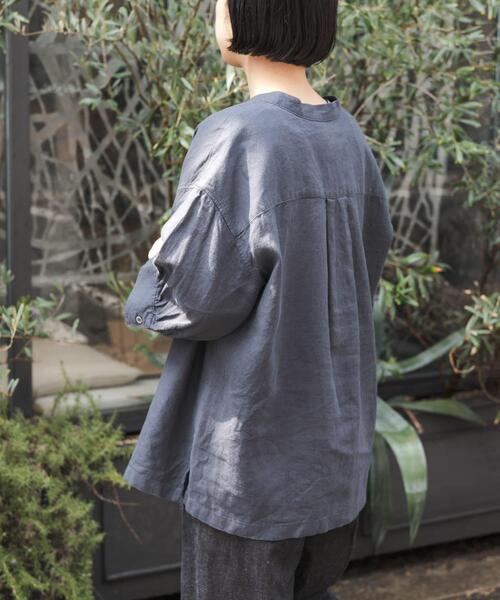 FORK&SPOON（フォークアンドスプーン）の「FORK&SPOON　コットンリネンギャザースリーブシャツ（シャツ/ブラウス・レディース・ストライプ/チャコールグレー/ブラック系その他/ナチュラル・1）」の18枚目の写真