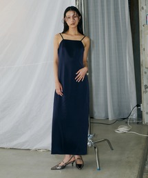 andresd サテンミニマルドレス マキシ丈　ブルー サテンミニマルドレス / satin minimal dress（ドレス
