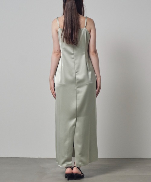 andresd サテンミニマルドレス マキシ丈　ブルー satin minimal dress / サテンミニマルドレス（ドレス