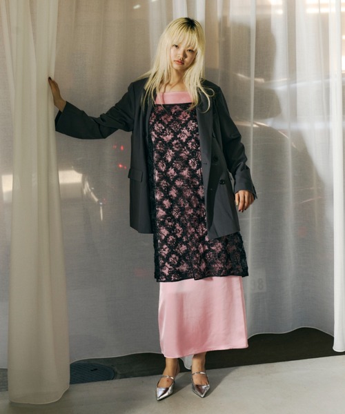 ANDRESD（アンドレスド）の「サテンミニマルドレス / satin minimal dress（ドレス・レディース・ライトブルー/ブラック/ブラウン/ピンク/ミント/カーキ/ベージュ/ネイビー/パープル・S/M/L）」の22枚目の写真