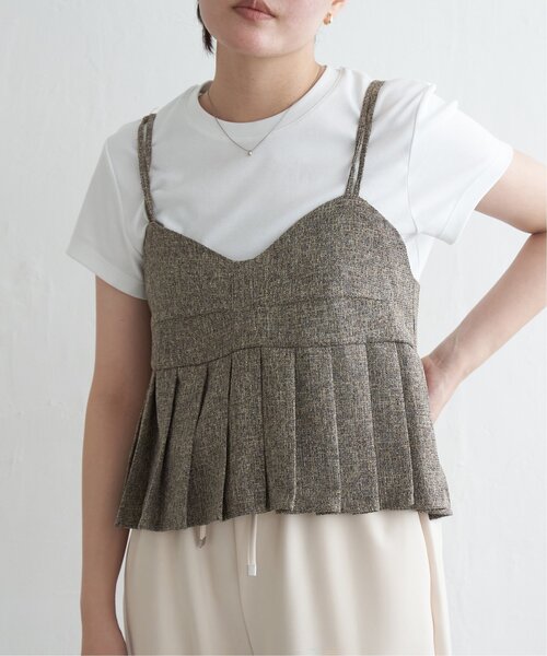 VENCEEXCHANGE(ヴァンスエクスチェンジ)の「サマーツイードプリーツキャミソール(シャツ/ブラウス・レディース・グレー/ブラック/アイボリー/ブラウン・FREE)」の4枚目の写真