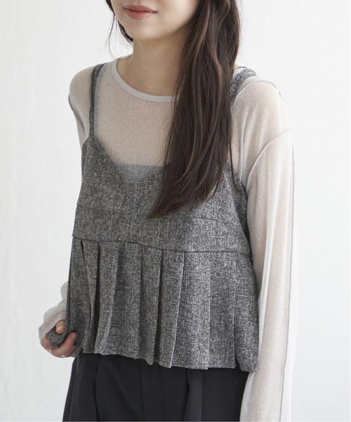 VENCEEXCHANGE(ヴァンスエクスチェンジ)の「サマーツイードプリーツキャミソール(シャツ/ブラウス・レディース・グレー/ブラック/アイボリー/ブラウン・FREE)」の12枚目の写真