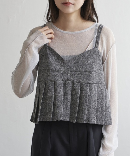 VENCEEXCHANGE(ヴァンスエクスチェンジ)の「サマーツイードプリーツキャミソール(シャツ/ブラウス・レディース・グレー/ブラック/アイボリー/ブラウン・FREE)」の13枚目の写真