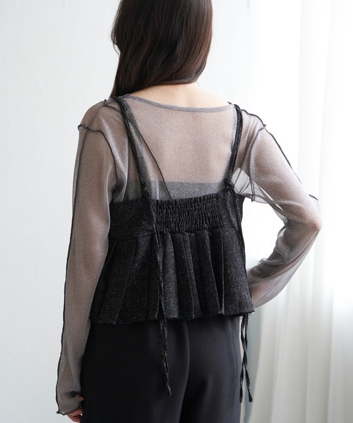 VENCEEXCHANGE(ヴァンスエクスチェンジ)の「サマーツイードプリーツキャミソール(シャツ/ブラウス・レディース・グレー/ブラック/アイボリー/ブラウン・FREE)」の7枚目の写真
