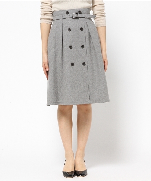 NATURAL BEAUTY BASIC（ナチュラルビューティーベーシック）の「フラノトレンチスカート（スカート・レディース・カーキ/グレー・MEDIUM/X-SMALL/LARGE/SMALL）」の3枚目の写真