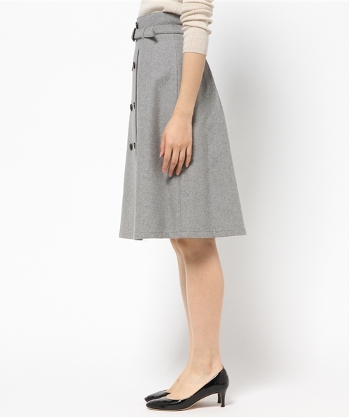 NATURAL BEAUTY BASIC（ナチュラルビューティーベーシック）の「フラノトレンチスカート（スカート・レディース・カーキ/グレー・MEDIUM/X-SMALL/LARGE/SMALL）」の4枚目の写真