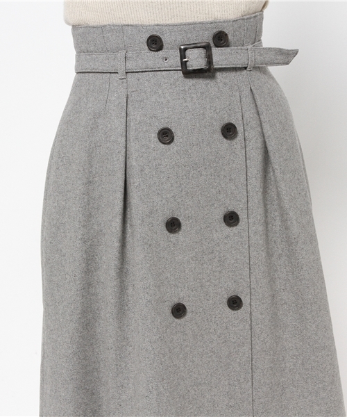 NATURAL BEAUTY BASIC（ナチュラルビューティーベーシック）の「フラノトレンチスカート（スカート・レディース・カーキ/グレー・MEDIUM/X-SMALL/LARGE/SMALL）」の6枚目の写真