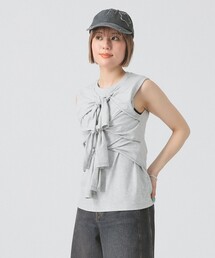 Ray BEAMS | フロント リボン ノースリーブ トップス(Tシャツ/カットソー)