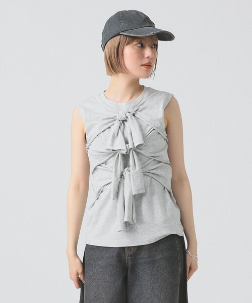 Ray BEAMS（レイビームス）の「フロント リボン ノースリーブ トップス（Tシャツ/カットソー・レディース・ブラック/ホワイト/ライトグレー・ONE SIZE）」の10枚目の写真