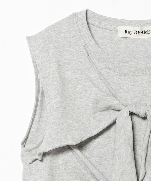 【新品】Ray BEAMS フロントリボン ノースリーブトップスグレー Ray BEAMS（レイ ビームス）フロント リボン ノースリーブ