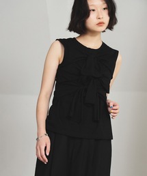 Ray BEAMS | フロント リボン ノースリーブ トップス(Tシャツ/カットソー)