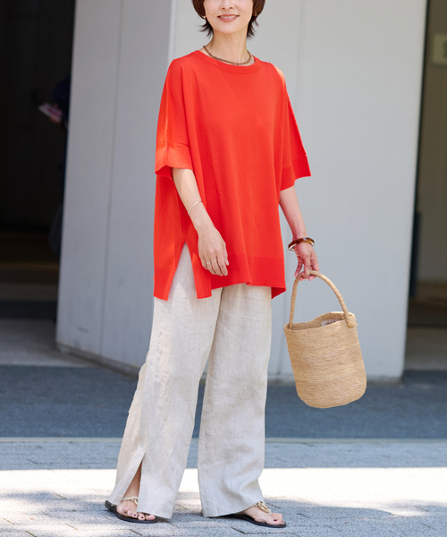 JOURNAL STANDARD relume(ジャーナルスタンダード レリューム)の「《追加2》麻スリットイージーパンツ(その他パンツ・レディース・ブラウン/ベージュ/オレンジ/ブラック/ライトブルー・36/38)」の6枚目の写真