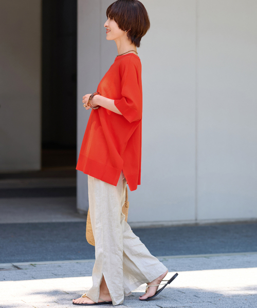 JOURNAL STANDARD relume(ジャーナルスタンダード レリューム)の「《追加2》麻スリットイージーパンツ(その他パンツ・レディース・ブラウン/ベージュ/オレンジ/ブラック/ライトブルー・36/38)」の7枚目の写真